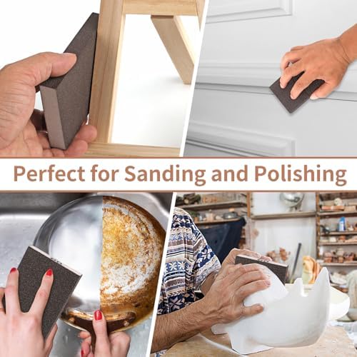 8 Pack Sanding Sponge Block, Wet Dry Sandpaper Sand Paper for Drywall Wood