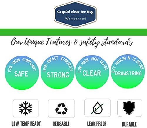 Crystal Clear Plastic Ice Bags with Cotton Draw String, 10 lb., Pack of 100