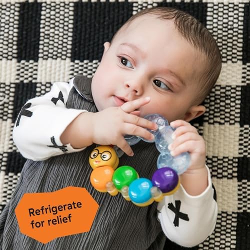 Baby Einstein Teether-Pillar Rattle and Chill Teething Toy, Ages 3 Months +