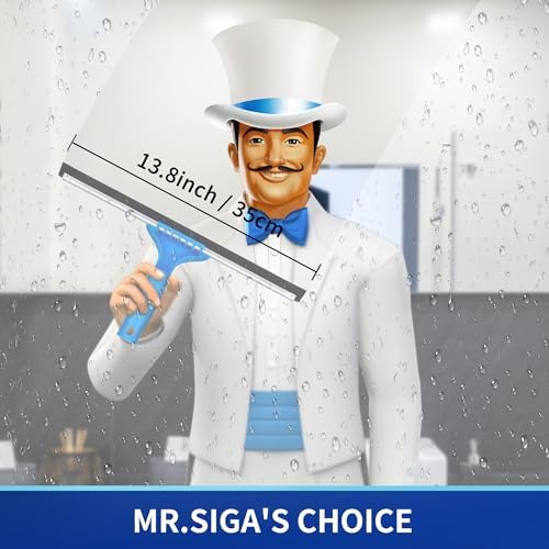 MR.SIGA Professional Window Squeegee & Microfiber Window Scrubber, 14 inch