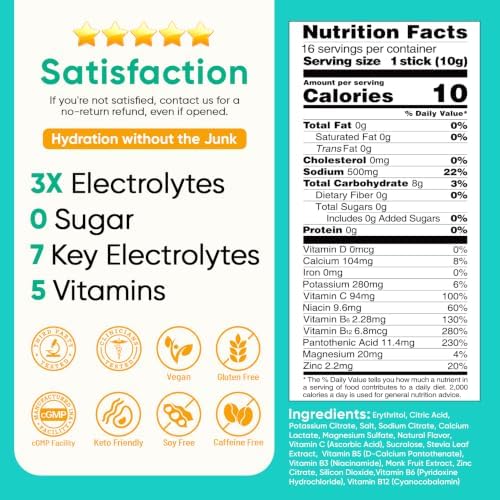Venture Pal Sugar Free Electrolyte Powder, Liquid Daily IV Hydration Packet