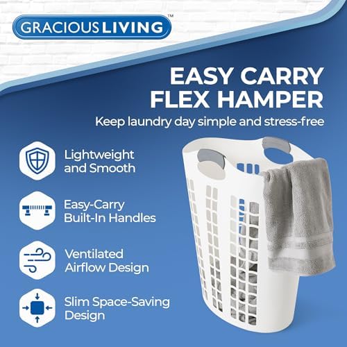 Gracious Living Laundry Basket, Easy Carry Flex Collapsible Hamper, 87.5L