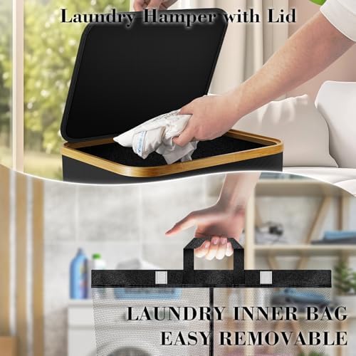 Laundry Hamper with Wheels, 75L Rolling Laundry Basket with Lid