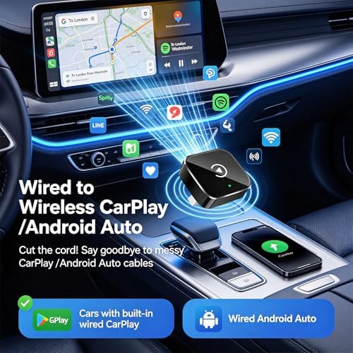 Wireless CarPlay Adapter,Supports iPhone & Android Phones