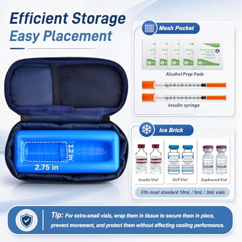Cruxer Insulin Vial Cooler Travel Case,Portable Refrigerated Medicine Bag