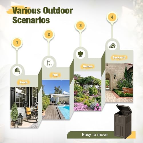 Devoko 33 Gallon Outdoor Trash Can, Hideaway Garbage Bins with Tiered Lid