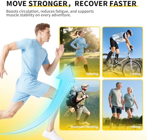 CAMBIVO Calf Compression Sleeve 3 Pairs Footless Compression Socks Running
