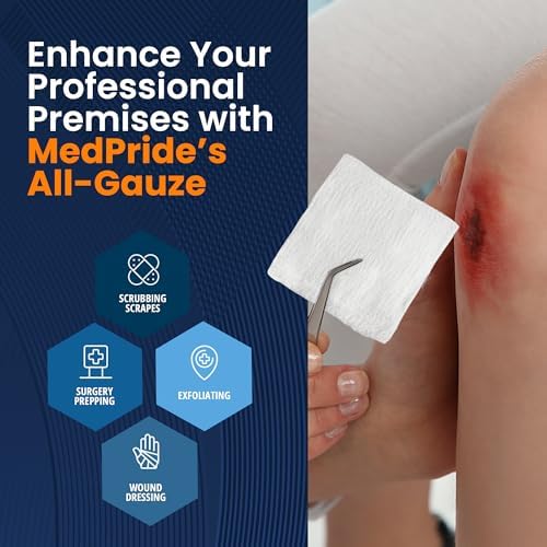 MED PRIDE Surgical Gauze Sponges,4 x 4 in,12-Ply,Non-Sterile,200-Count Pack