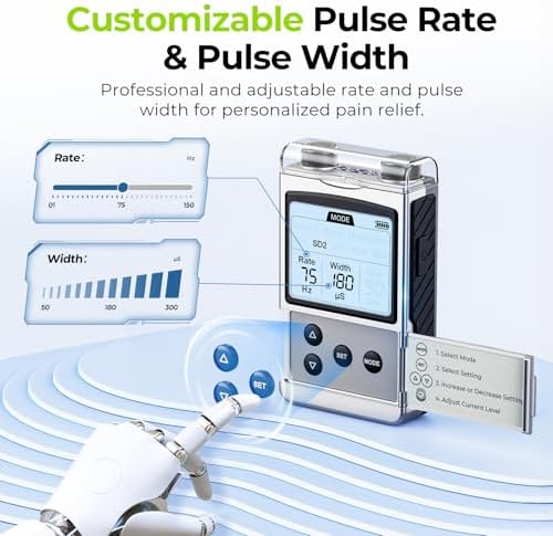 AUVON Rechargeable Digital TENS Unit Muscle Stimulator, Customizable 8-Mode