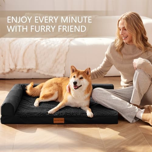 Patas Lague Orthopedic Large Dog Bed Washable Pet Sofa Bed 36''X24'' Black