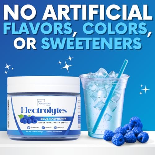 Electrolytes Powder – Blue Raspberry Sugar Free Hydration Drink Mix 37 Svgs