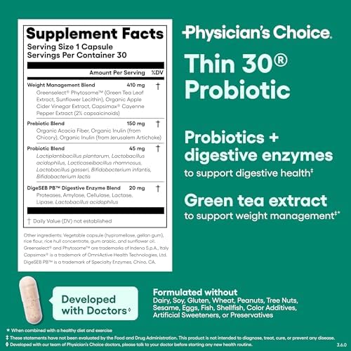 Physician's CHOICE Probiotics for Weight Management & Bloating, 30ct