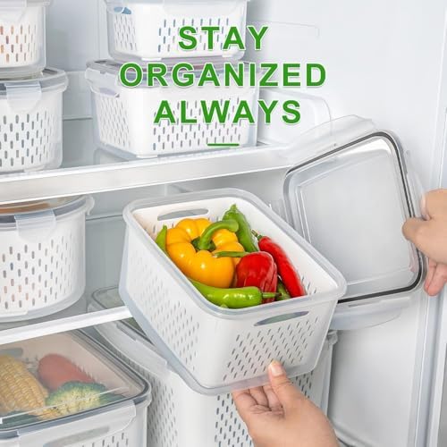 8 PCS Fruit Storage Containers for Fridge, Leakproof Produce Containers
