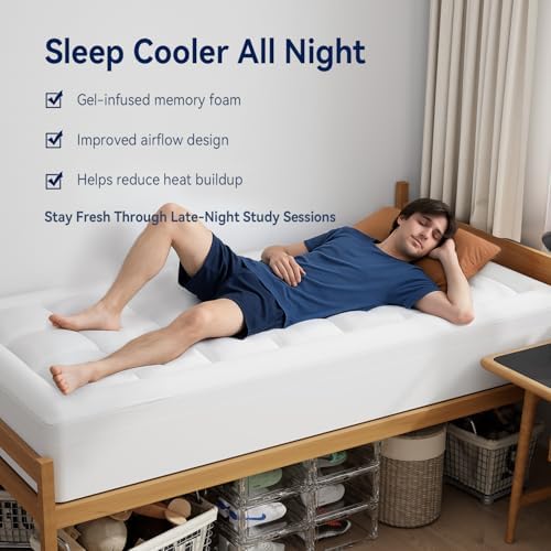 ELEMUSE Twin XL College Dorm Essentials 3 Inch Memory Foam Mattress Topper