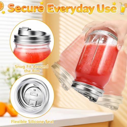 Wide Mouth Mason Jar Drinking Lids, Stainless Steel Sip Lid, 2 Pcs