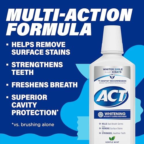 ACT Whitening Anticavity Fluoride Mouthwash, Gentle Mint, 16.9 fl. oz.
