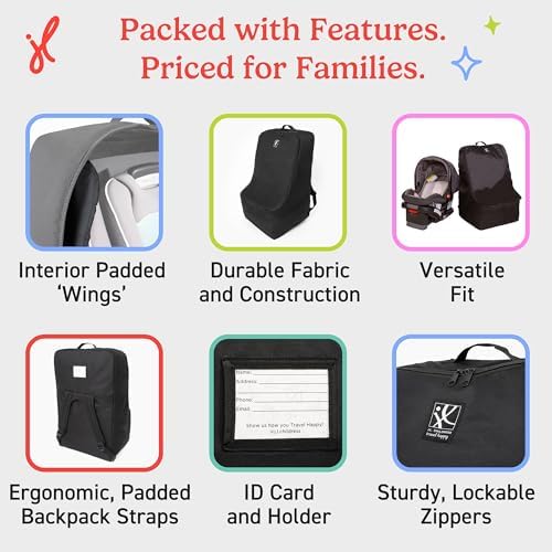 J.L. Childress Padded Backpack Car Seat Travel Bag - Ultimate, Black