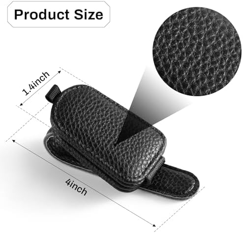 SINGARO 2PCS Sunglasses Holder for Car, Leather Magnetic Buckle Sun Visor Sunglass Clip, Ticket Card Storage Glasses Clip, Car Interior Accessories for Men and Women（Black）