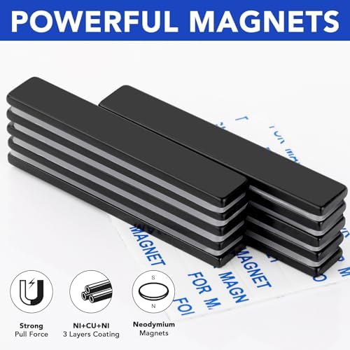 MIKEDE Strong Neodymium Magnets with Adhensive Backing 60x10x3 mm, 5 Pcs