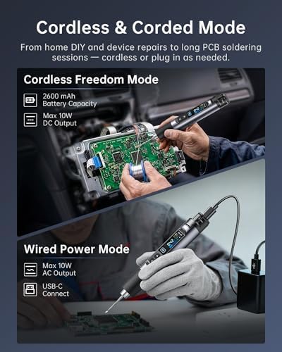 FNIRSI HS-03 Cordless Soldering Iron Kit, 2600mAh Battery, 3s Fast Heating
