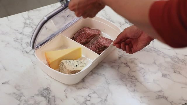 ProKeeper Split Deli Food Storage Container with Air-Tight Silicone Seal and Dry Erase Compatible Lid, 11.75