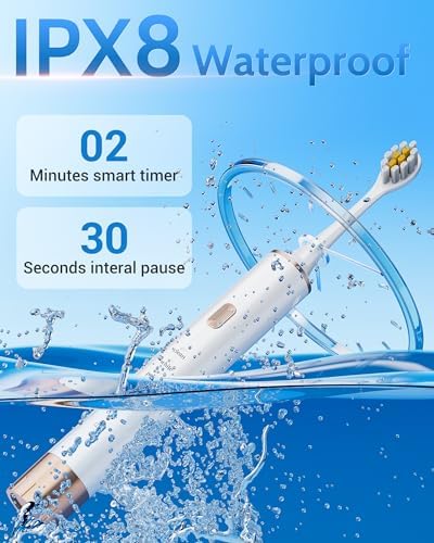 Aneebart Sonic 2 Pack Electric Toothbrush for Adults, Travel Toothbrush Includes 12 Replacement Toothbrush Heads, 6 Modes with 2 MIN Smart Timer (Black White)
