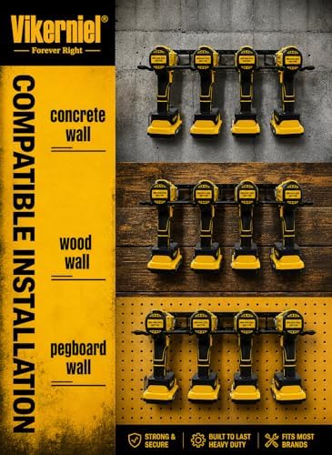 Drill Holder, Power Tool Organizer, Wall Mount 4 Cordless Metal Shelf Holder, Utility Storage Rack for Dewalt Cordless Tools for father day gifts