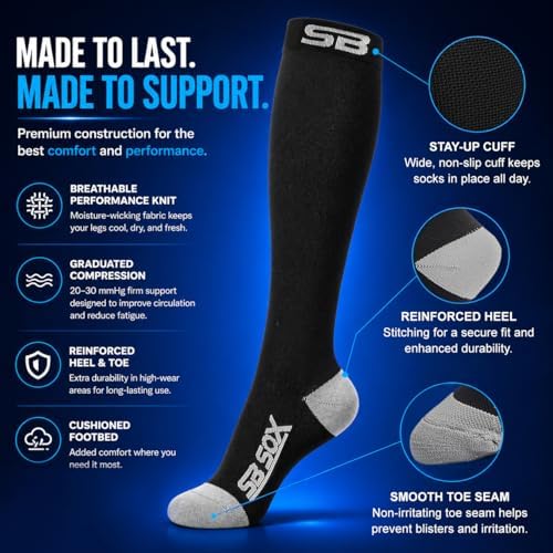 SB SOX Compression Socks for Men & Women (20-30mmHg)