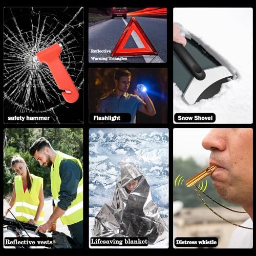 142 PCS Emergency Roadside Kit for Car ,Safety Car Kit with Jumper Cables