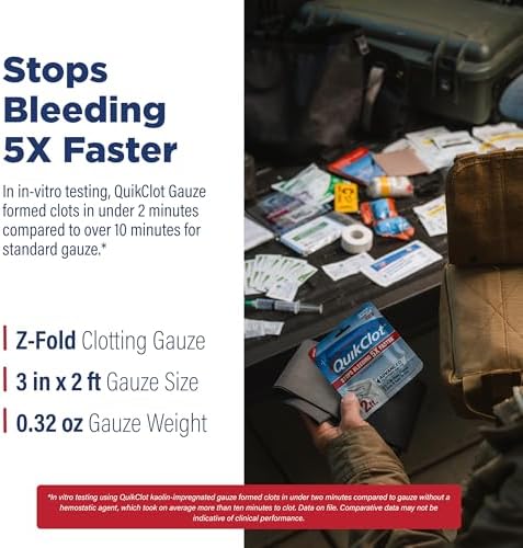 QuikClot Kaolin Clotting Gauze, 2'