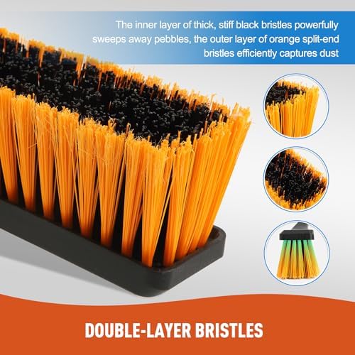 CLEANHOME 24" Push Broom Brush Outdoor for Shop, Deck, Garage, Concrete