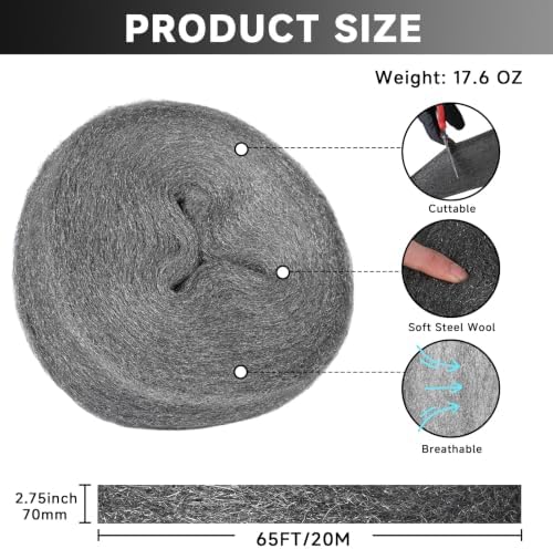Steel Wool Mice Control, #1 Steel Wool, 65FT (1.1LB) Coarse Medium