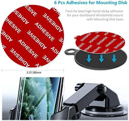 AZXYI Very High Bond Sticky Adhesive, 6 Pack Dashboard Pad Mounting Disk Adhesive Replacement Kit, Double-Sided Stickers for Suction Cup Dashboard Phone Holder & Windshield Car Mount