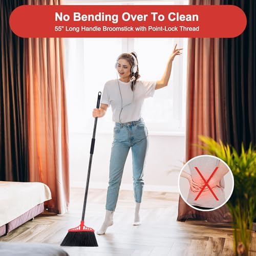 Tiumso Heavy Duty Broom Commercial Indoor/Outdoor Broom 55Inch