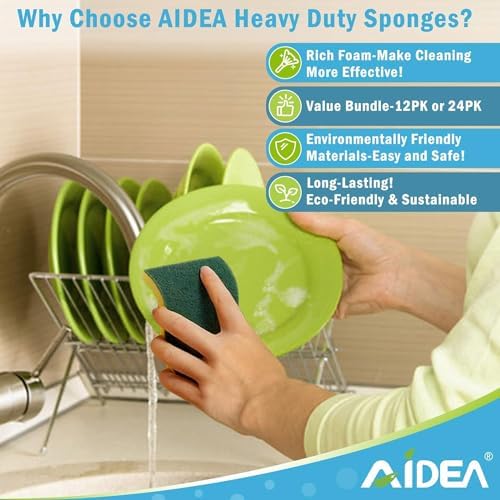 AIDEA Sponges Kitchen, 50 PK Heavy Duty Dish Sponge Kitchen, Scrub Sponges