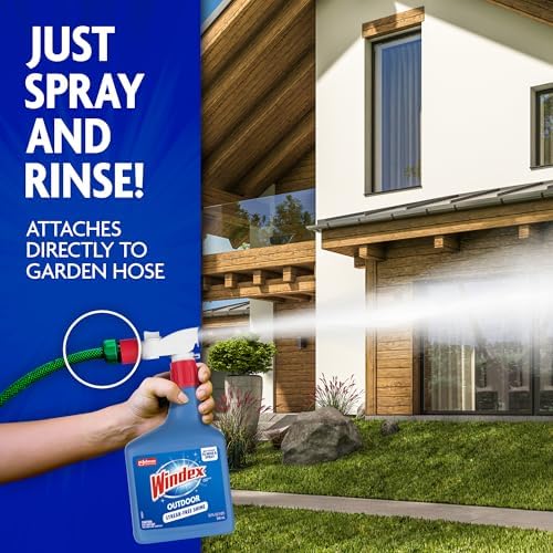 Windex Outdoor Glass & Window Cleaner for All Garden Hoses, 32 oz (2-Pack)