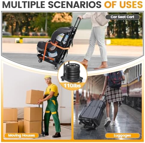 Orzbow Car Seat Dolly for Airport, Folding Car Seat Roller Cart, Black