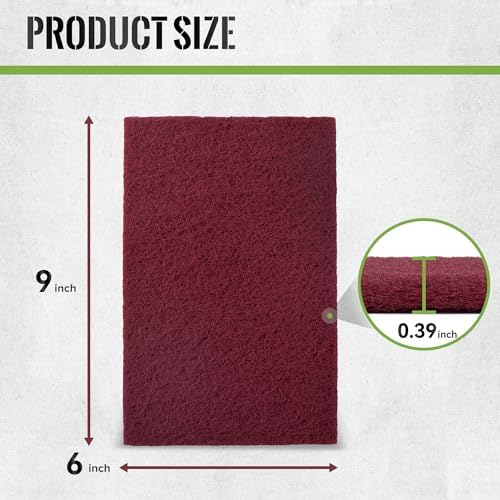 6" x 9" 320 Grit Maroon Scuff Pads 10PCS Scotch Abrasive Brite Pad