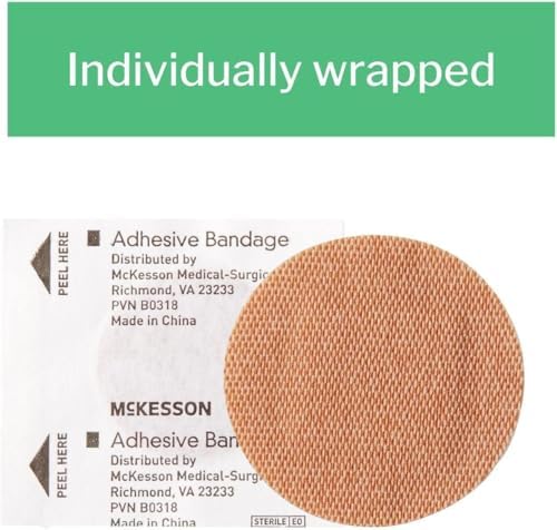 MCKESSON Adhesive Spot Bandage Medi-Pak Performance Fabric 1" Diameter Round Tan (#16-4812, Sold Per Box)