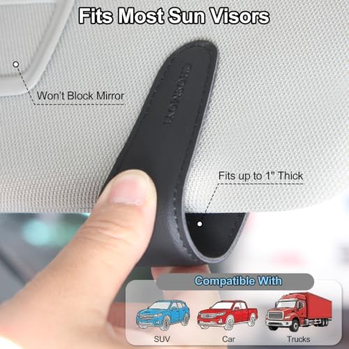 Magnetic Leather Sunglass Holder for Car, Eyeglasses Clip for Visor(Black)