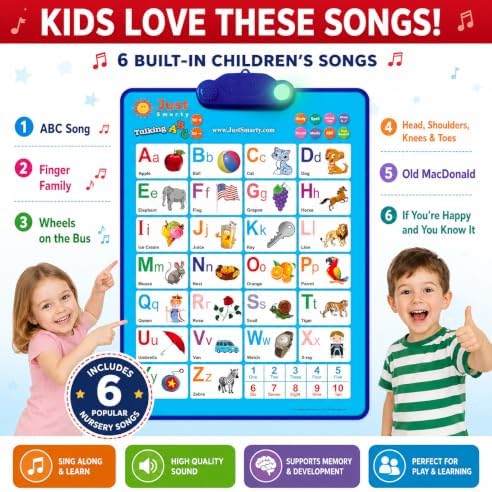Just Smarty Interactive Alphabet Wall Chart, Blue with Light