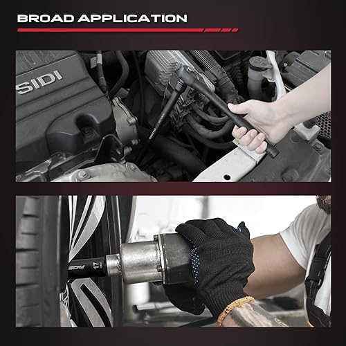 29-Piece 1/2" Drive Impact Socket Set, SAE (3/8 to 1 inch) and Metric (10-24mm) Sizes with Extension Bars Standard Deep Socket Set CR-V Material High Durability Impact Wrench