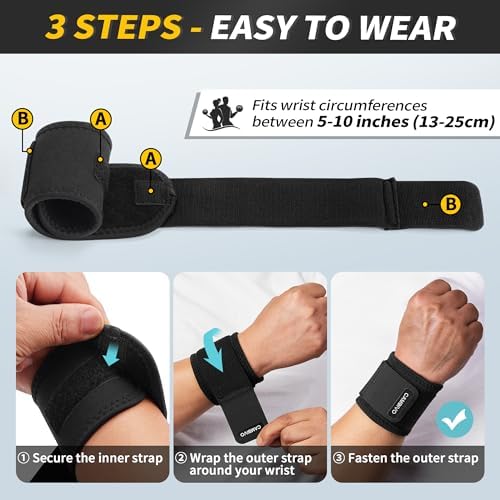 CAMBIVO 2 Pack Wrist Brace for Carpal Tunnel with wraps, Black