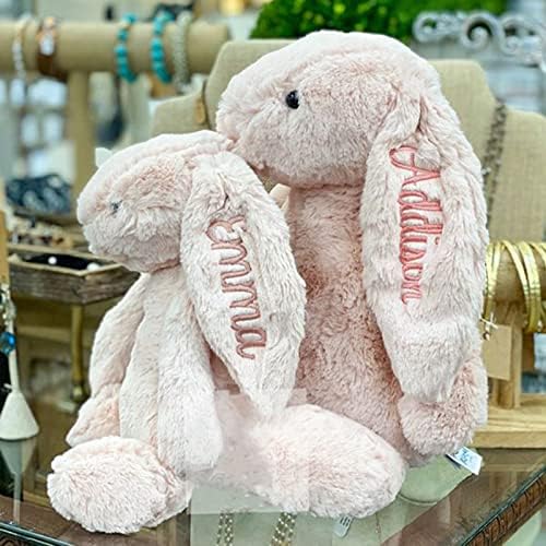 Embroidered Plush Bunny with Child's Name Handmade Custom Plush Toy Child's First Easter Gift