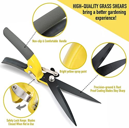 Upgraded Grass Shears, Hand Grass Clippers, Grass Trimming Shears for Garden, Lawn Edges