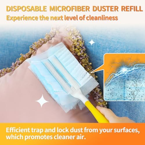 60 Count Electrostatic Duster Refills Compatible with Swiffer Duster, Multi-Surface Dusting Refills, Microfibre Dusters for Cleaning, Unscented