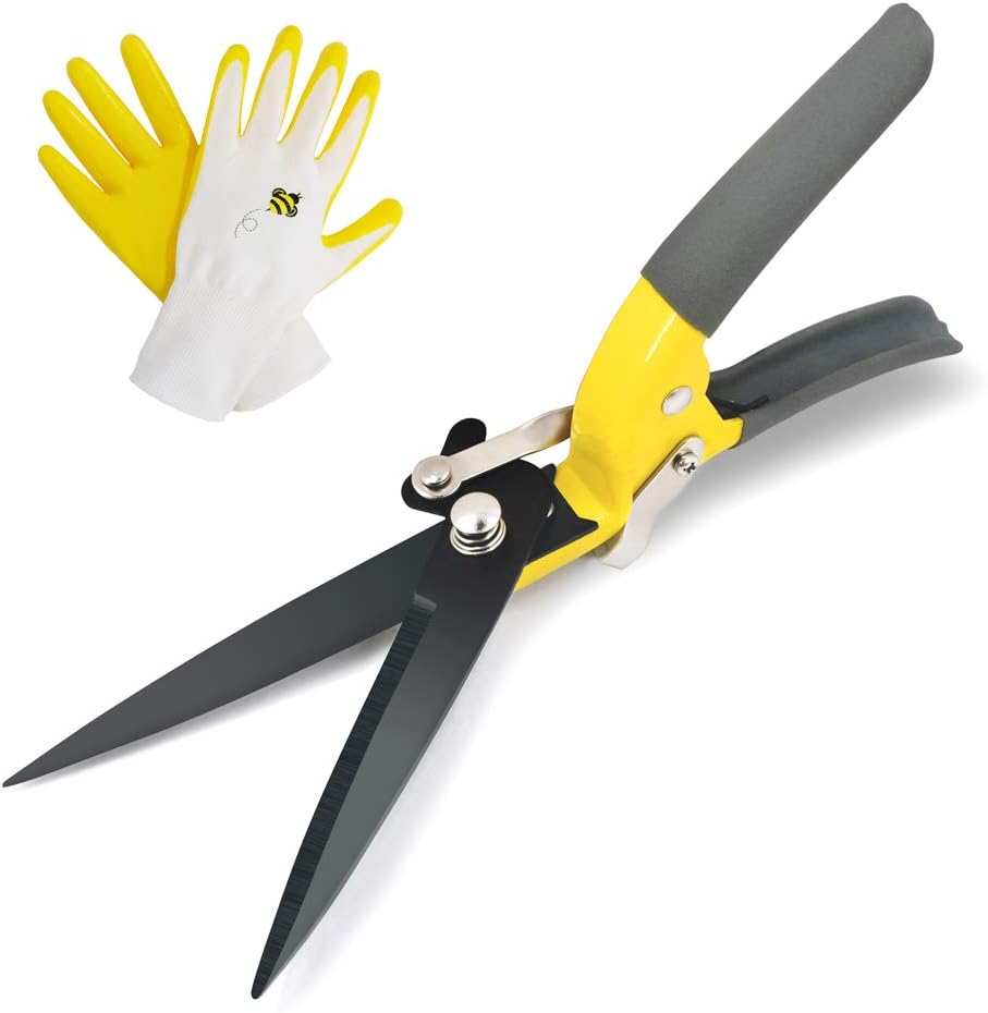 JARDINEER Sharp Grass Shears, Grass Clippers Handheld, Manual Grass Cutter Edging Shears for Lawn Garden