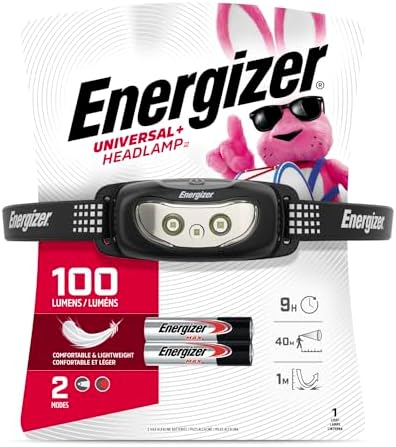 Energizer Universal LED Headlamp (2-Pack), Bright Head Lamp for Outdoors, Camping and Emergency Light, IPX4 Water Resistant (Batteries Included)