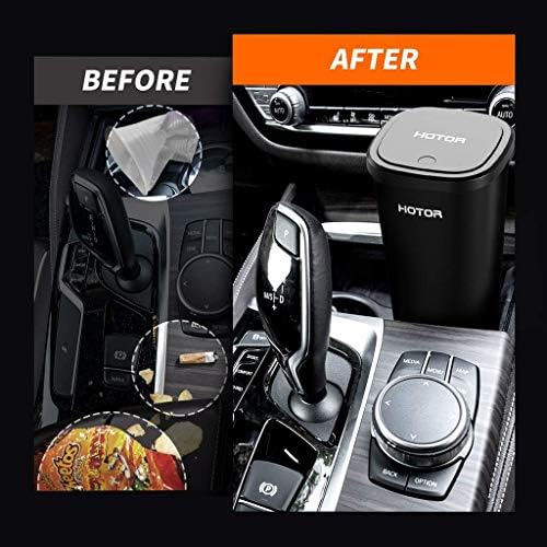 HOTOR Car Trash Can with Lid, 30 Trash Bags, Black, 2-Pack