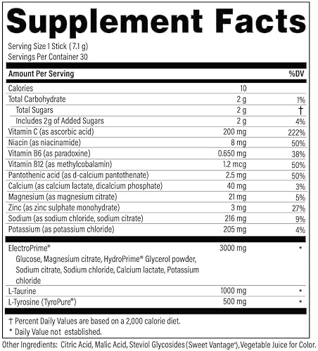 Advanced Hydration Formula | Electrolyte Drink Mix Packets | 30 Sticks